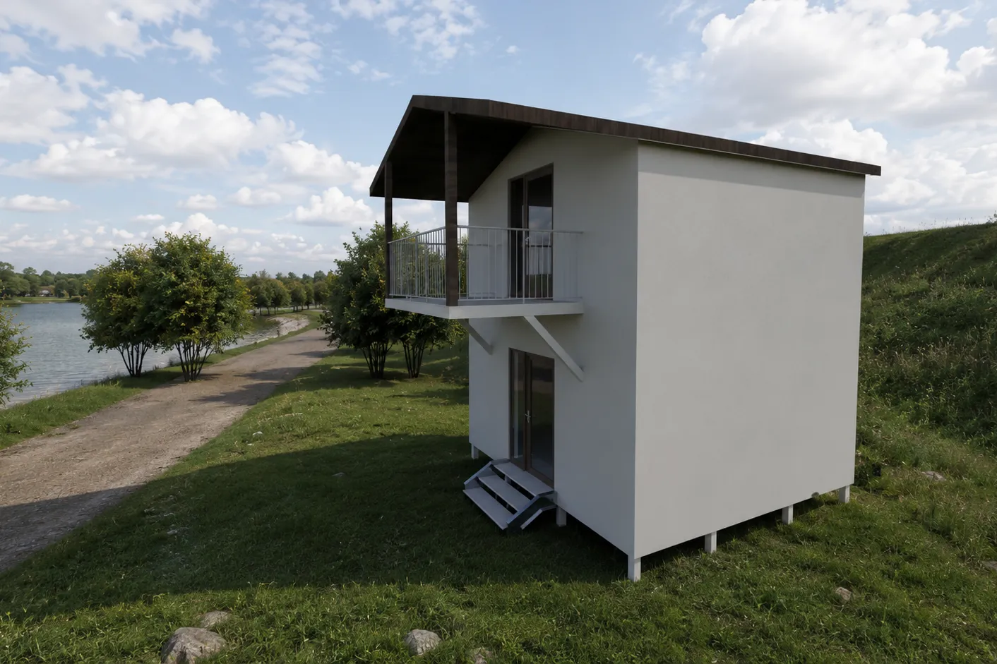 Տնակ լճի ափին